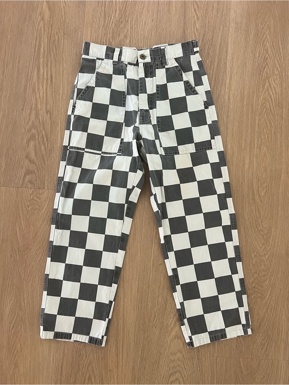 P and Co Service Fatigue Checkerboard Black & White Cotton Pants